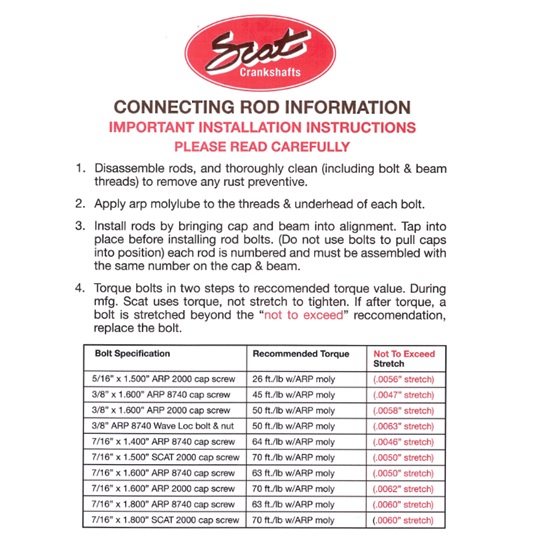 Scat 25400927 Small Block Ford 5.4 Inch IBeam Connecting Rods