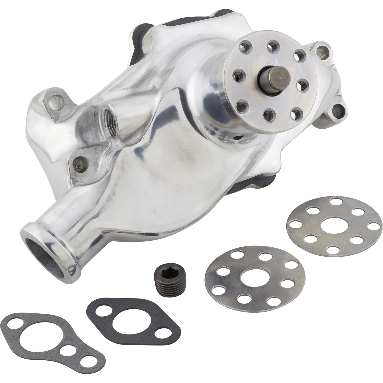 Speedway Small Block Chevy Short Aluminum Water Pump, Polished