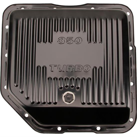 Th 400 Transmission Pan TH350 Transmission Pan - Steel Replacement Pan For GM Turbo 350 (2" Depth) - Black Finish With Drain Plug Th350 Deep Pan - Foto 14