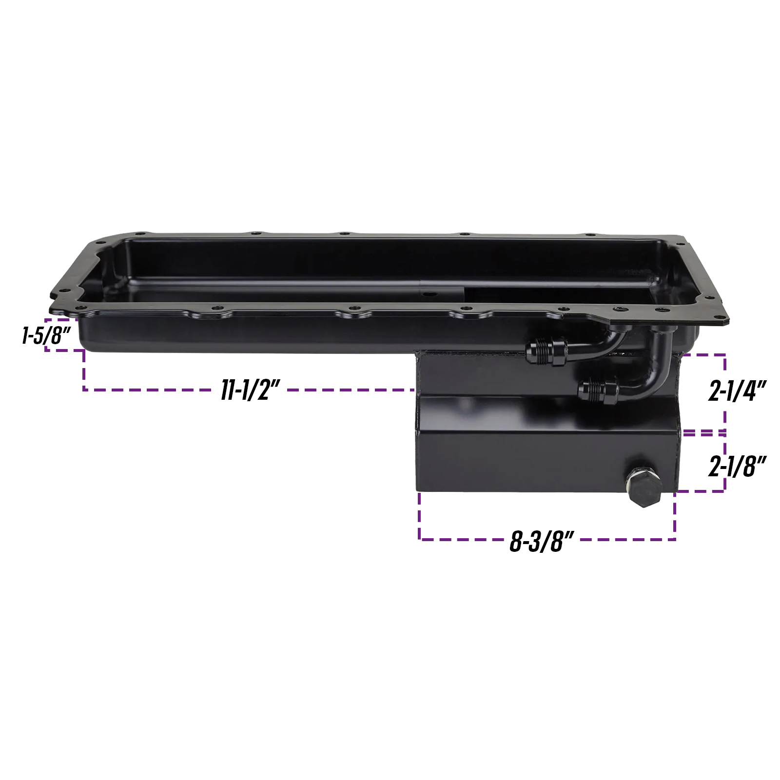 LS Swap Conversion Low Profile Oil Pan, Black, 90 Degree 10 AN