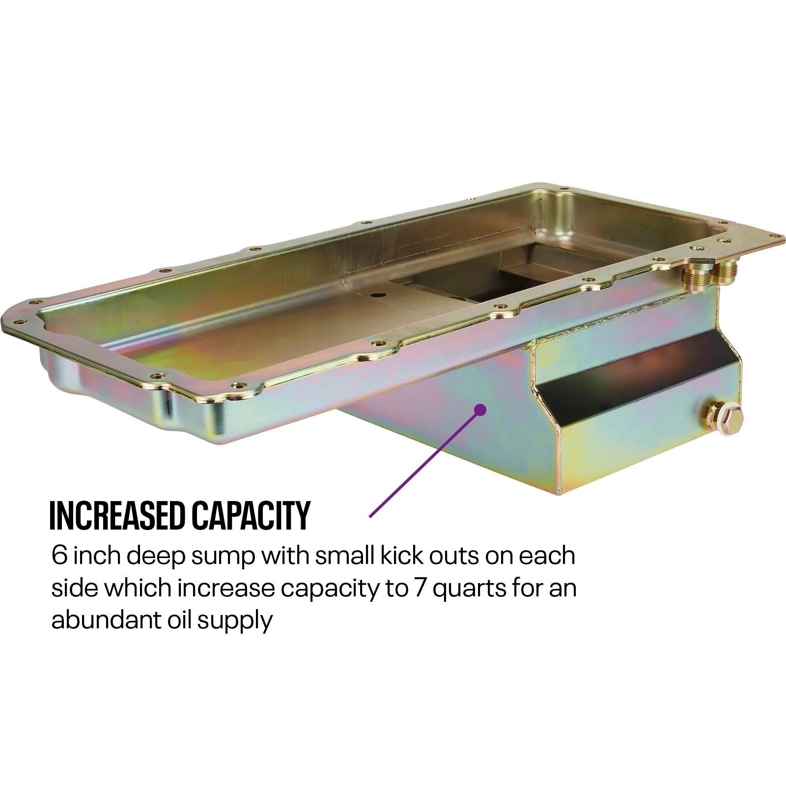 LS Engine Swap Conversion Low Profile Oil Pan, Zinc, 10 AN