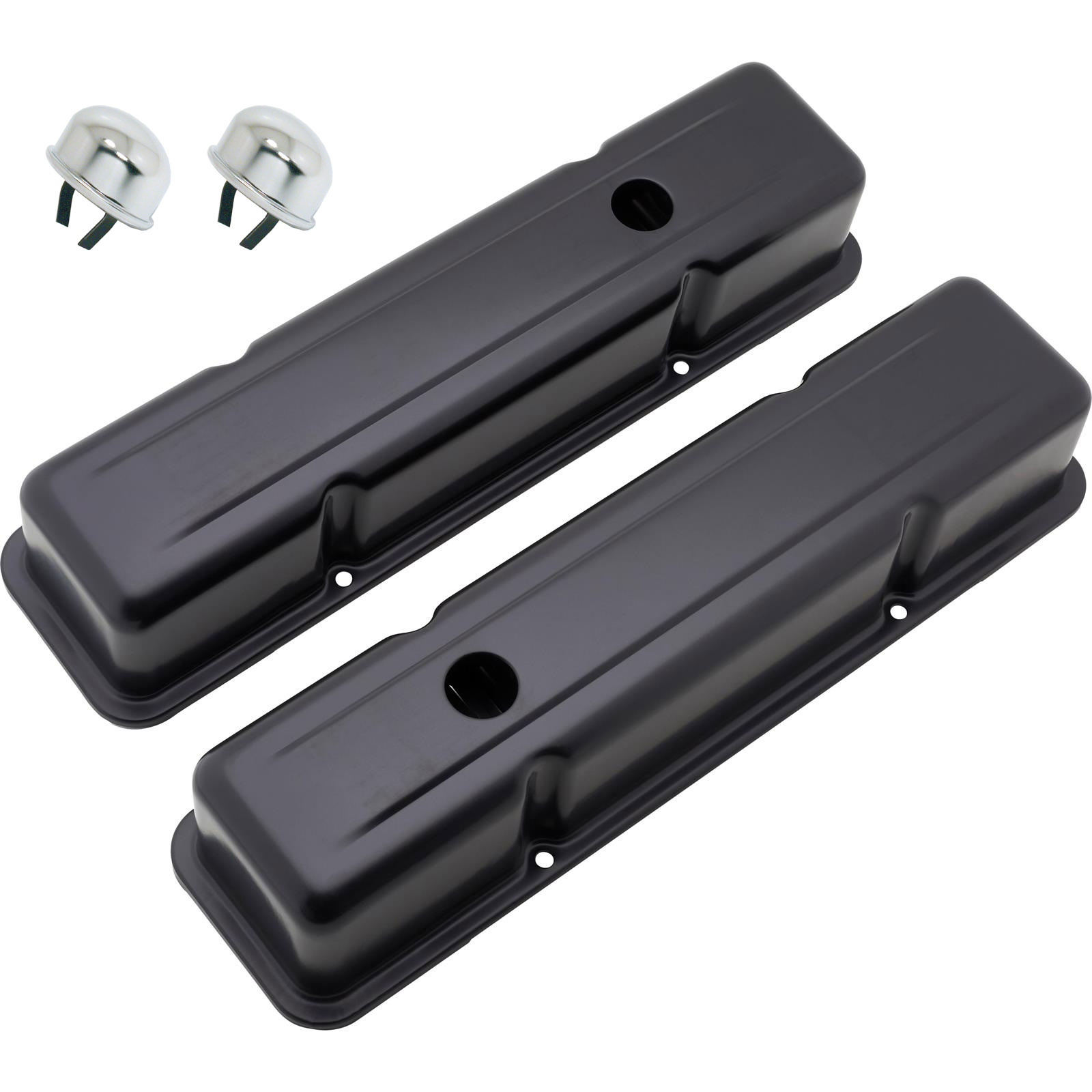 195886 SBC Valve Covers and Chrome PushOn Breathers