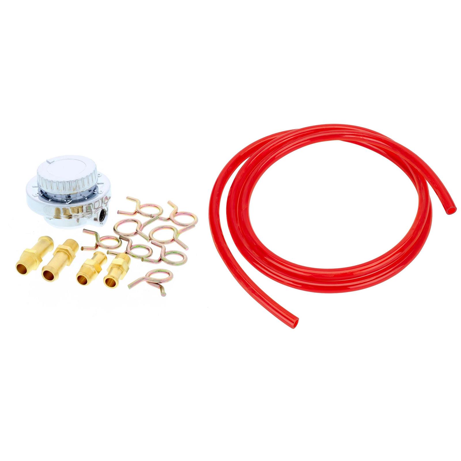 Chrome Adjustable Fuel Pressure Regulator, 16 PSI & Fuel Line