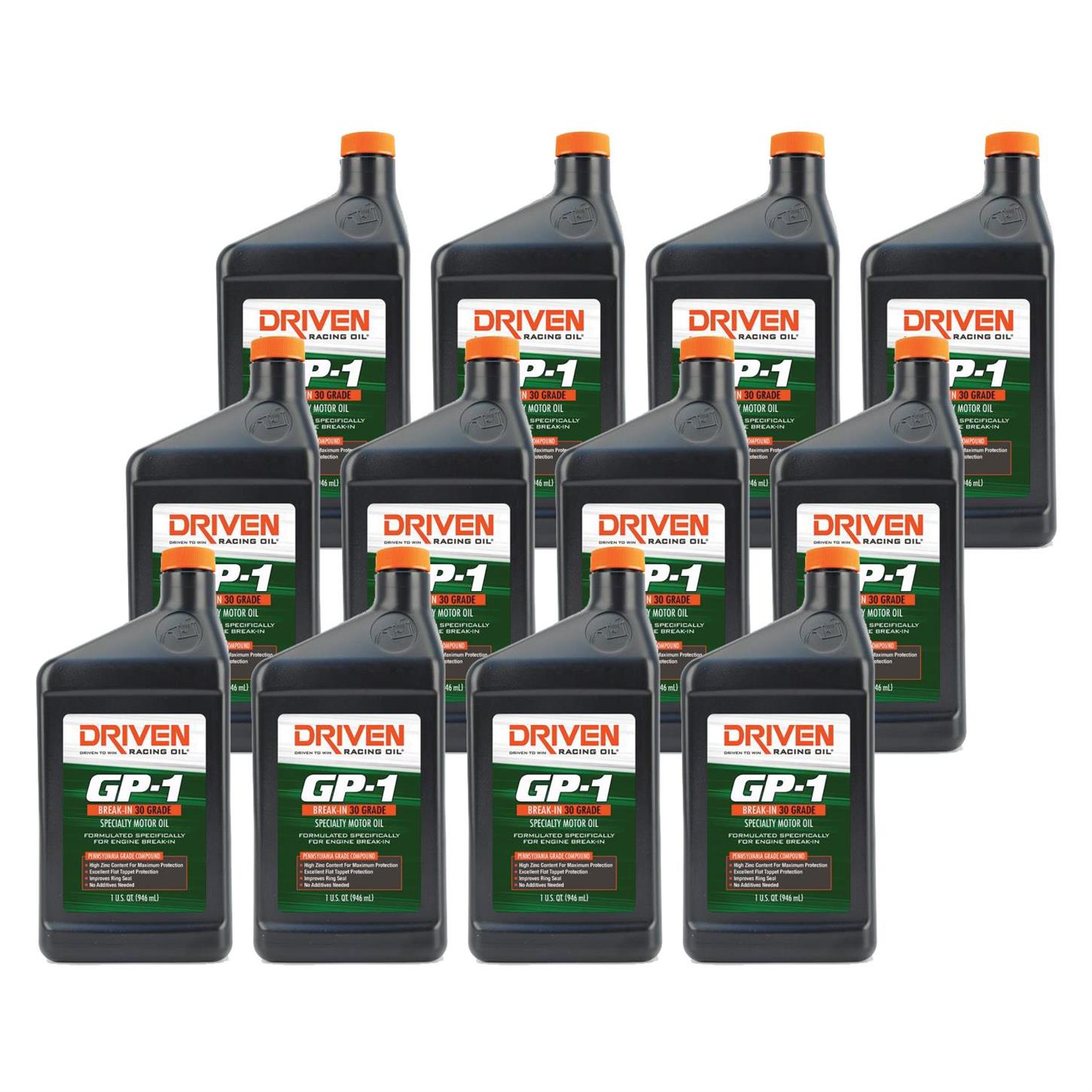 Driven Racing Oil 19336 GP1 30 Grade BreakIn Motor Oil, 12 Qts
