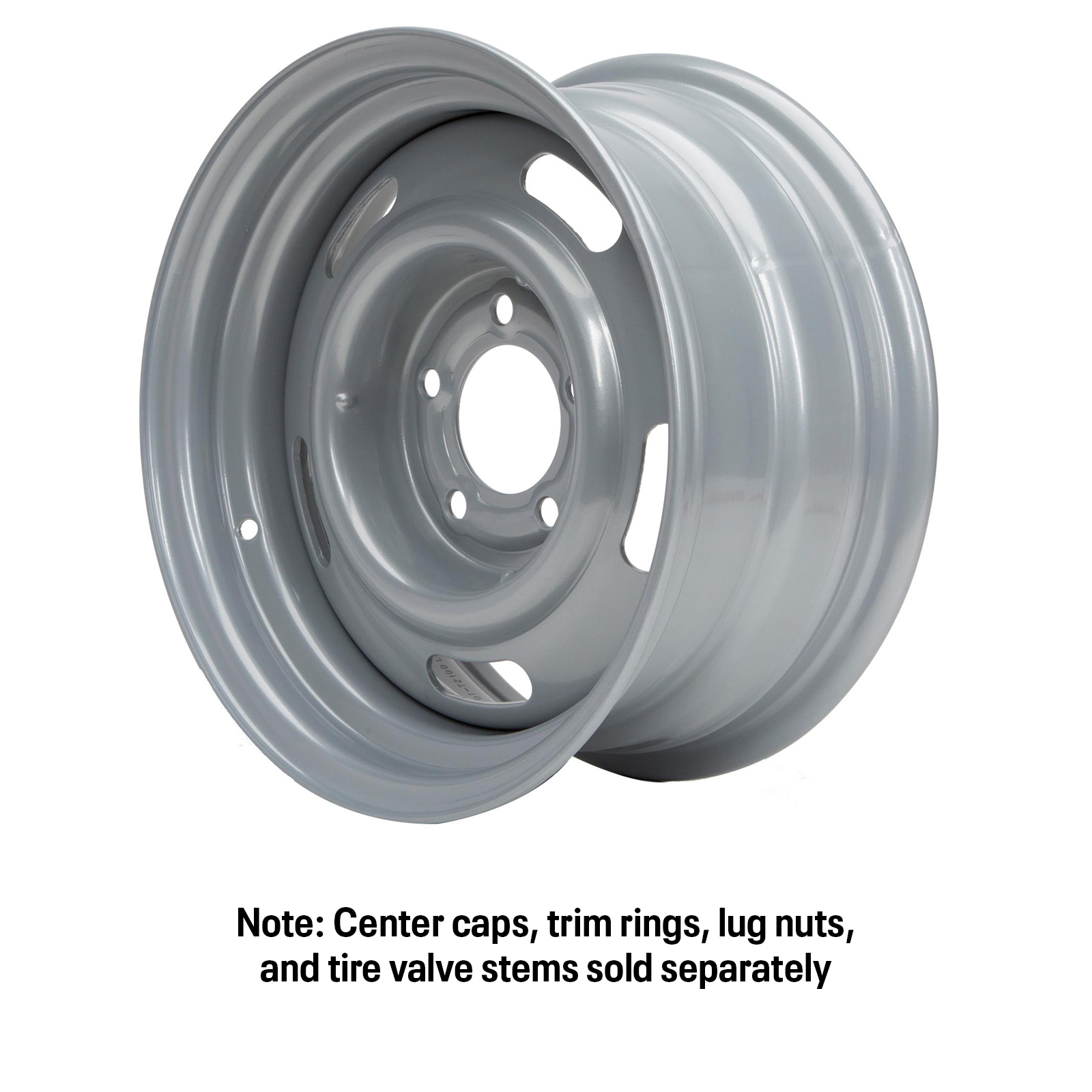 GM Style 15x7 Inch Rally Wheel, 5 on 4.75 Inch, Silver - Picture 7 of 13