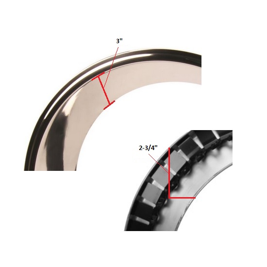 Stainless Steel Beauty Ring for 15 Inch GM Rally Wheel, 3 Inch Wide