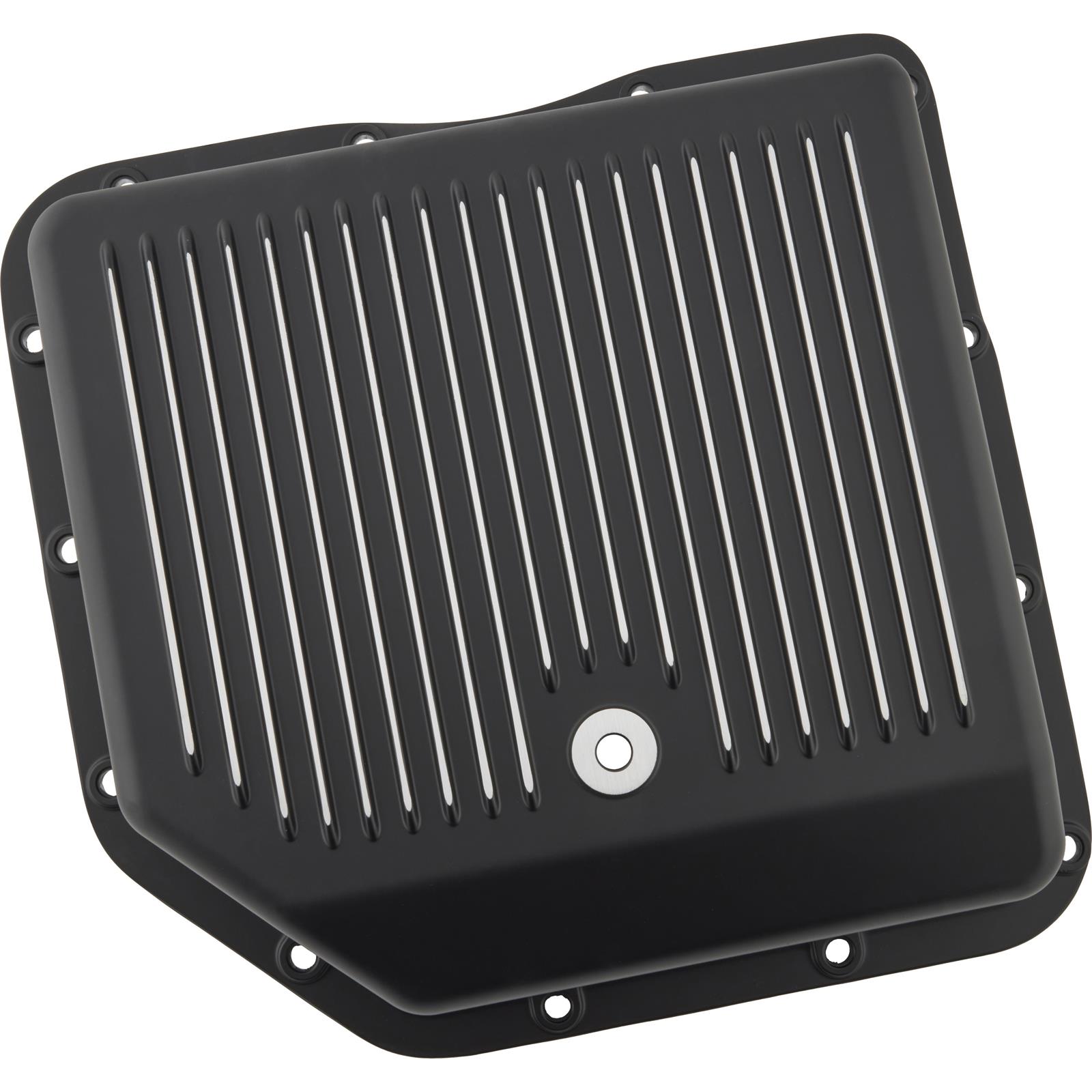 TH350 Stock Depth Finned Aluminum Transmission Pan, Black