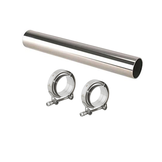 Polished Stainless Steel Exhaust Tube & V-Band Clamps, 2-1/4 Inch
