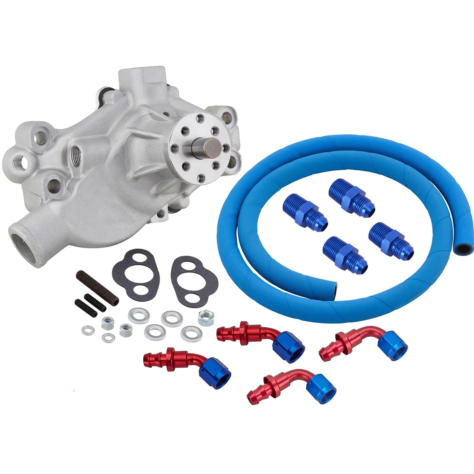 Small Block Chevy Adustable Short Water Pump and Plumbing Kit