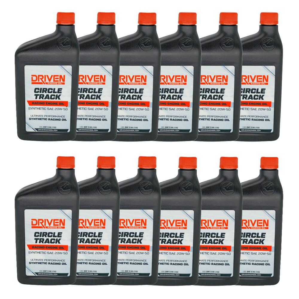 Driven Racing Oil 26256 Circle Track Synthetic Oil 20W50, 12 Qts