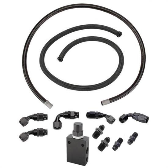 GEN II Power Steering Hose & Valve Kit, AN6, Black Hose/Fittings