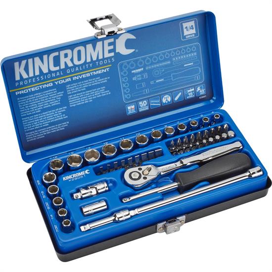 Kincrome K28051 Socket Set, 50 Piece, 1/4 Inch Drive