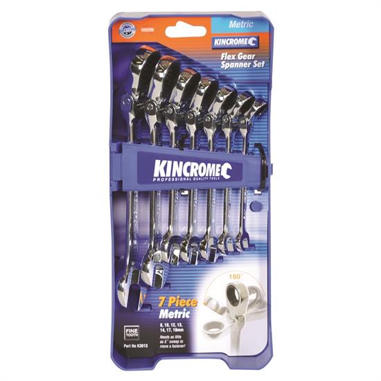 Kincrome K3013 Combination Flex Head Ratchet Wrench Set, 7Pc,SAE