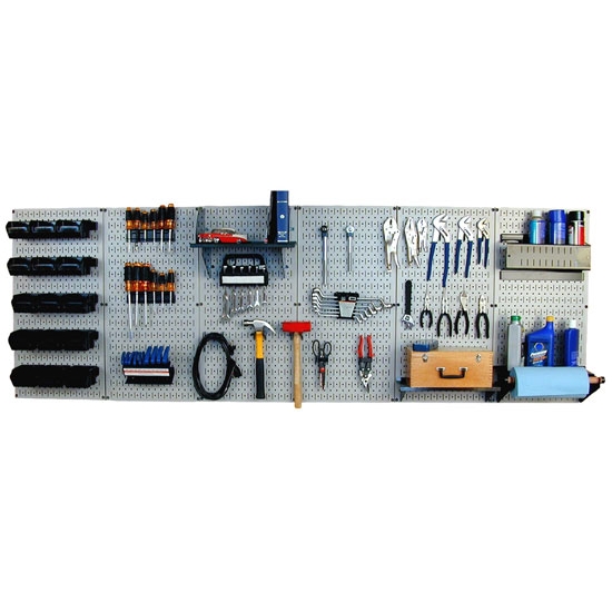 Master Workbench Tool Organizer Kit, 8 ft Metal Pegboard, Steel