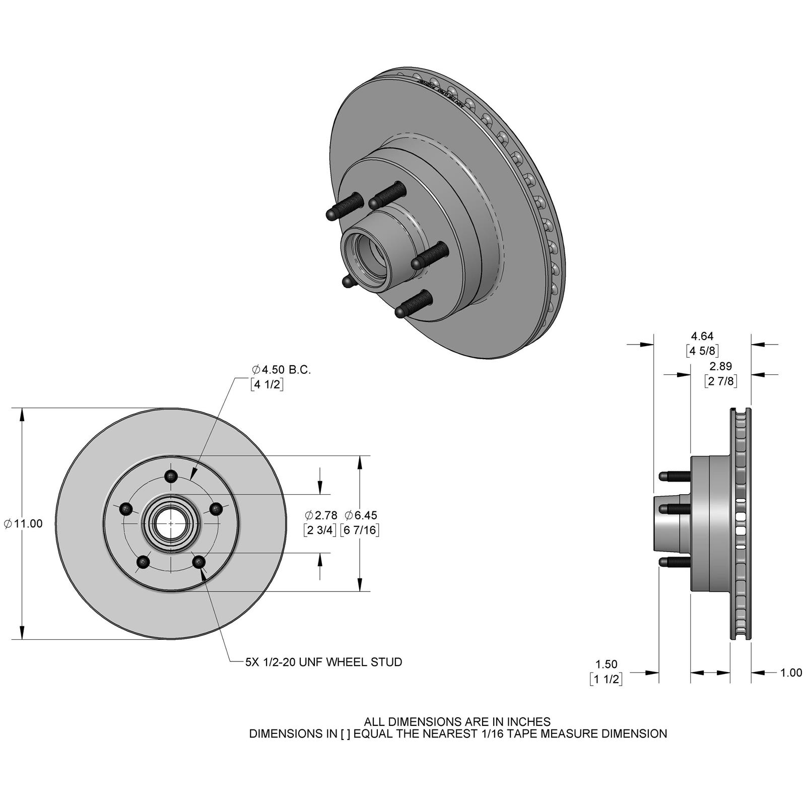 11 Inch GM Brake Rotor with Ford Bolt Pattern