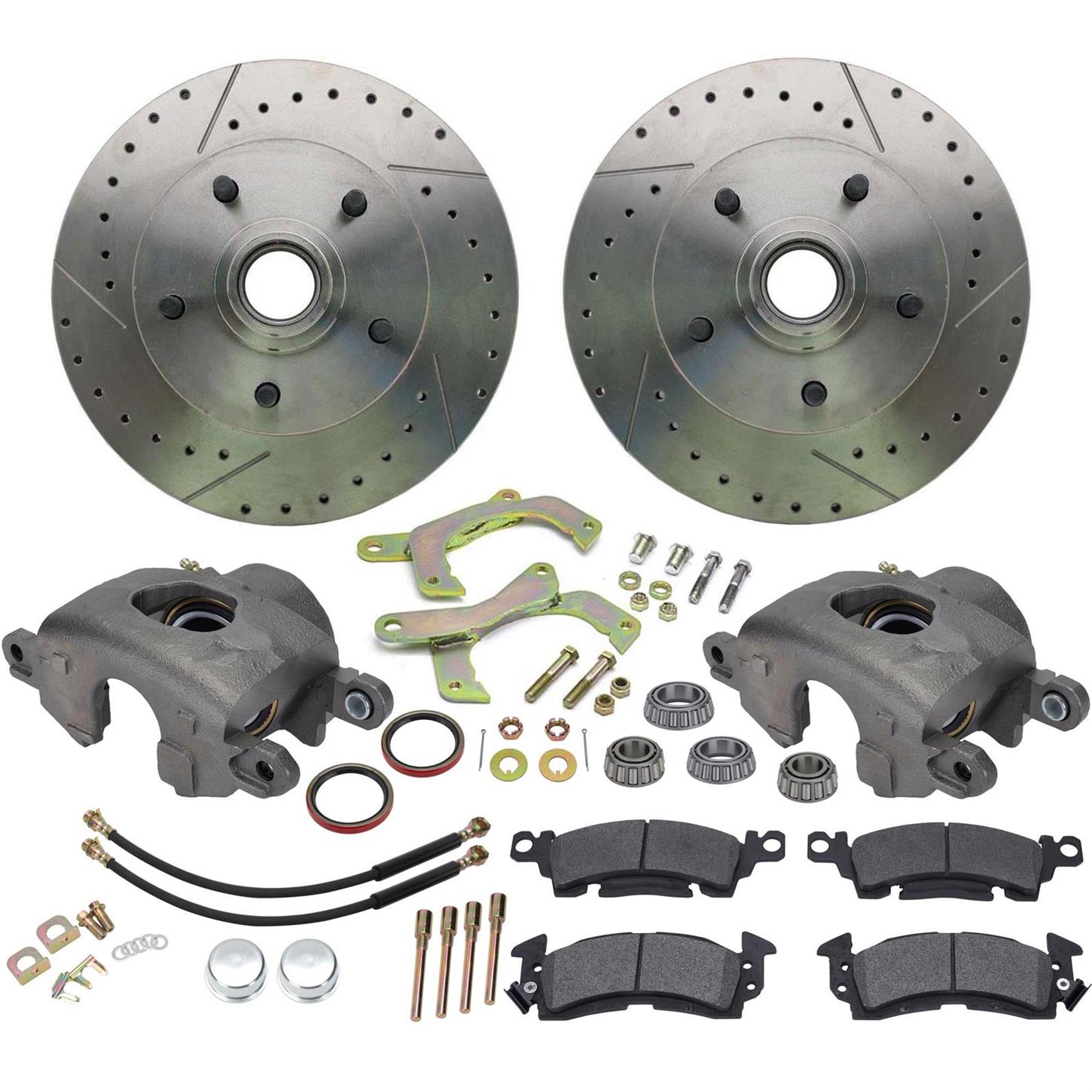 195557 Chevy Car Front Disc Brake Kit, Drilled/Slotted