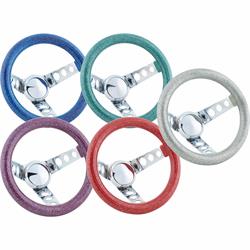 Speedway 9-3/4 Inch Silver Metalflake Steering Wheel, 5-1/2 Dish