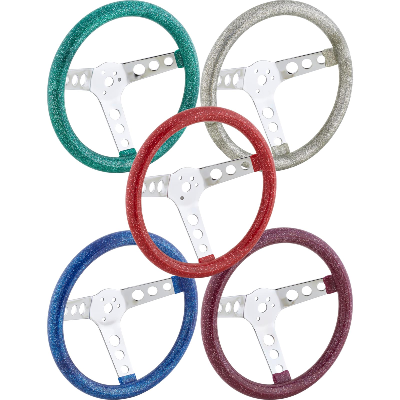 Speedway 11-1/2 Inch Blue Metalflake Style Steering Wheel, 3.5 In