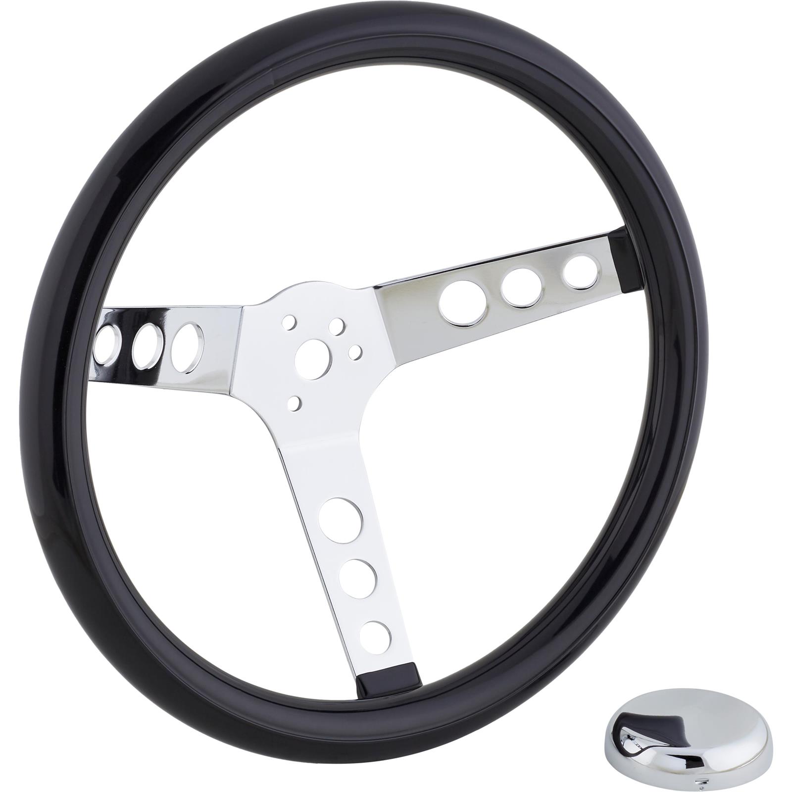 Speedway Classic 13 Inch Black Steering Wheel w/ Holes