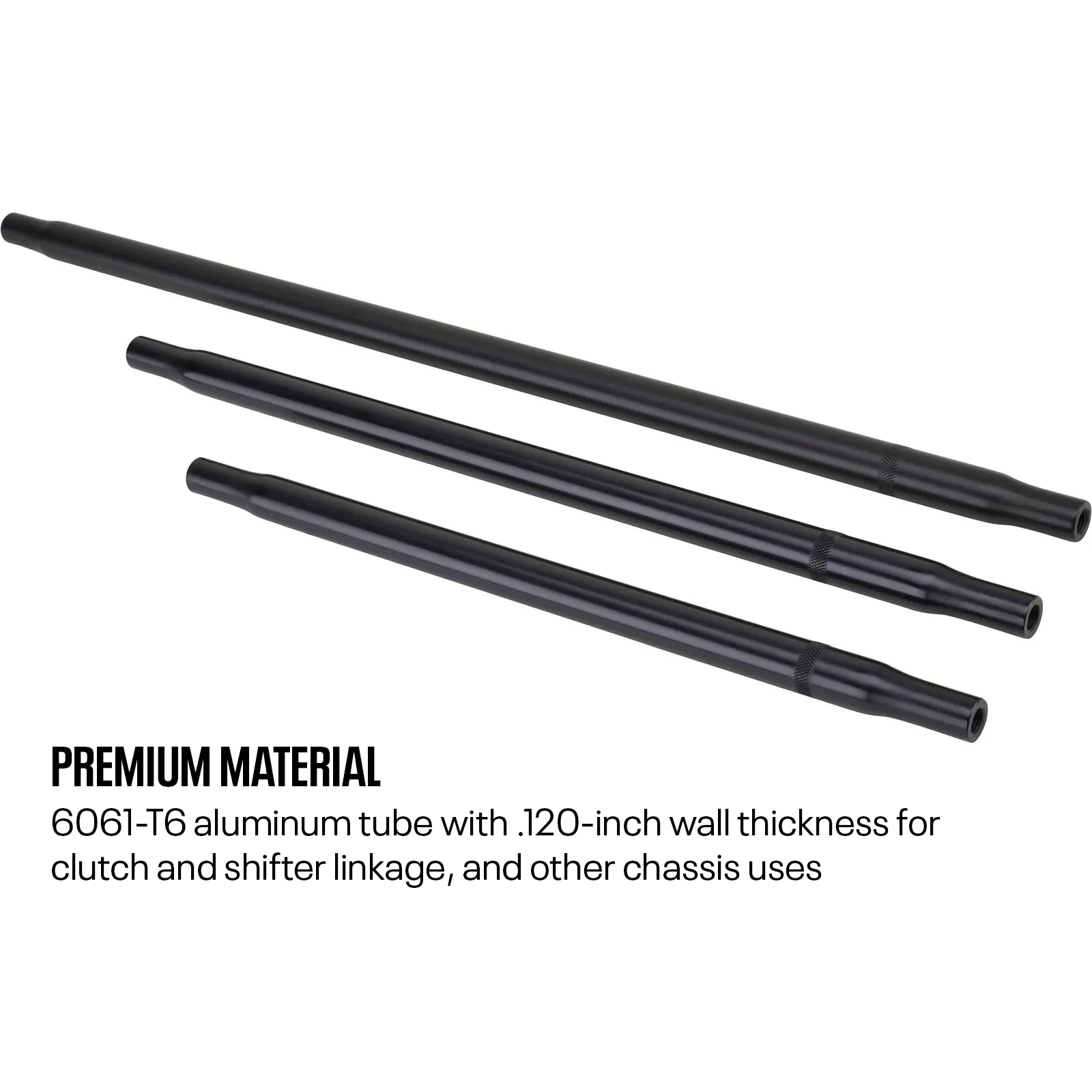 Stallard® Swedged 3/4 Inch Black Aluminum Radius Rod, 3/8-24 Thread