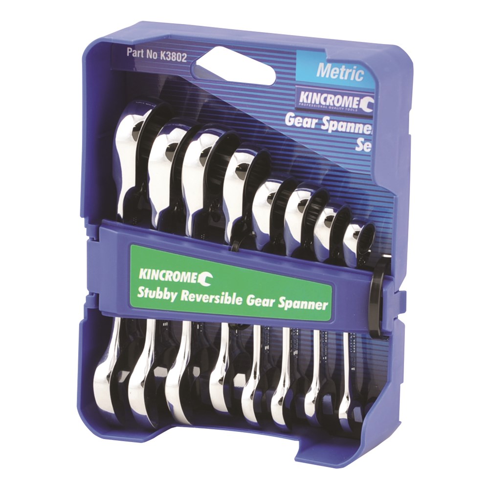 Kincrome K3802 Reverse Stubby Ratchet Wrench Set, 8Piece, Metric