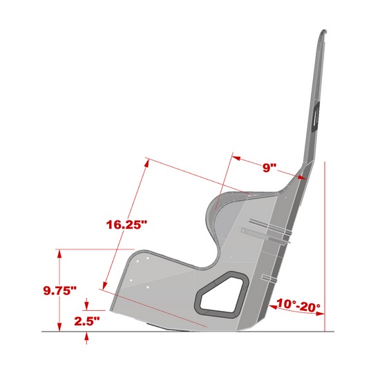Kirkey 38160 38 Series Aluminum Layback Seat, 16 Inch