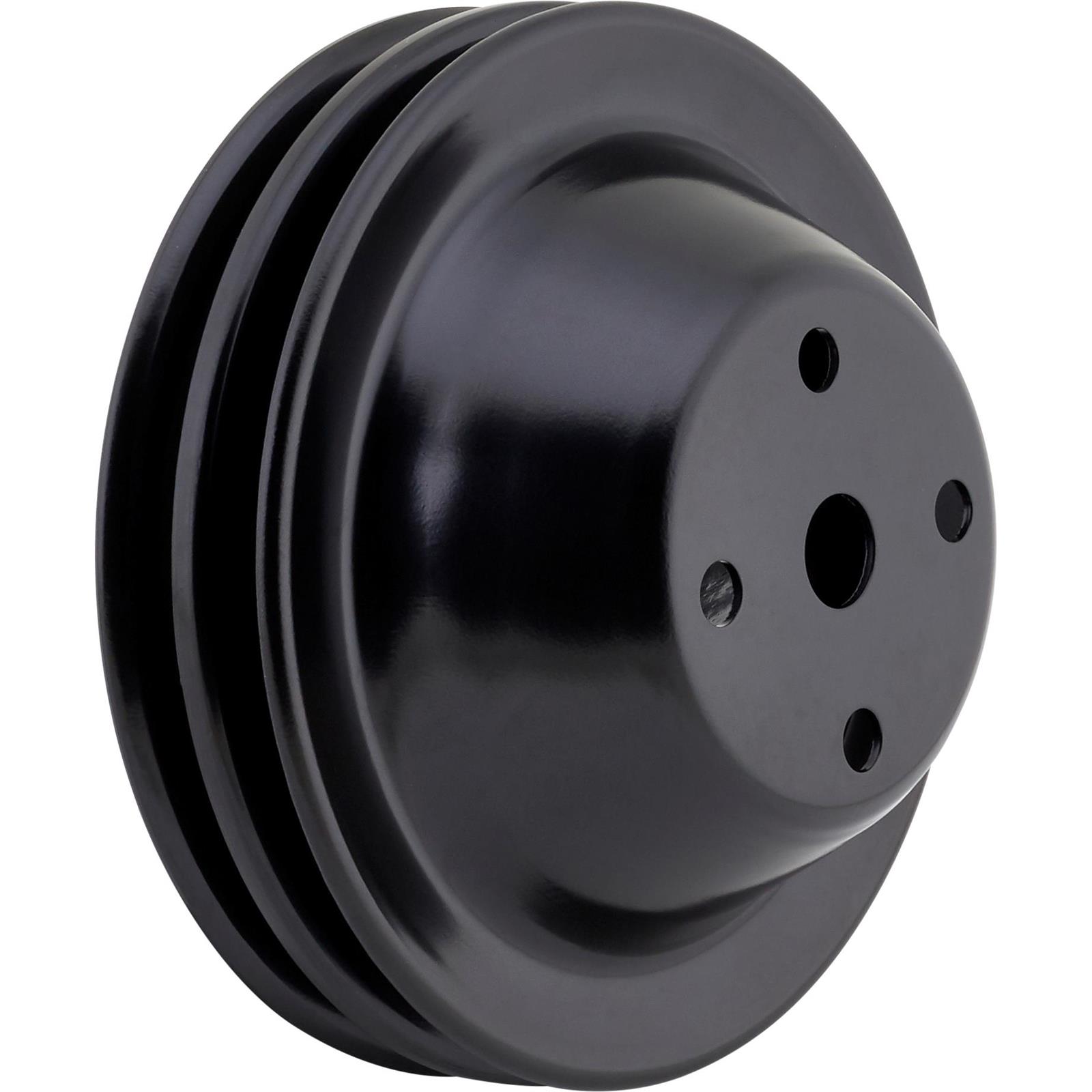 Double Groove S/B Chevy Long Water Pump Pulley, Black