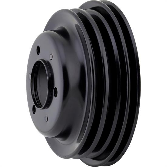 Triple Groove Crank Pulley for Big Block Chevy Long Pump Black