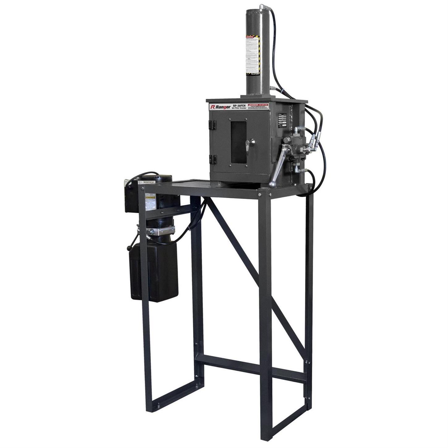 Ranger 5150008 Electric/Hydraulic Filter Crusher W/ Stand, 30 Ton