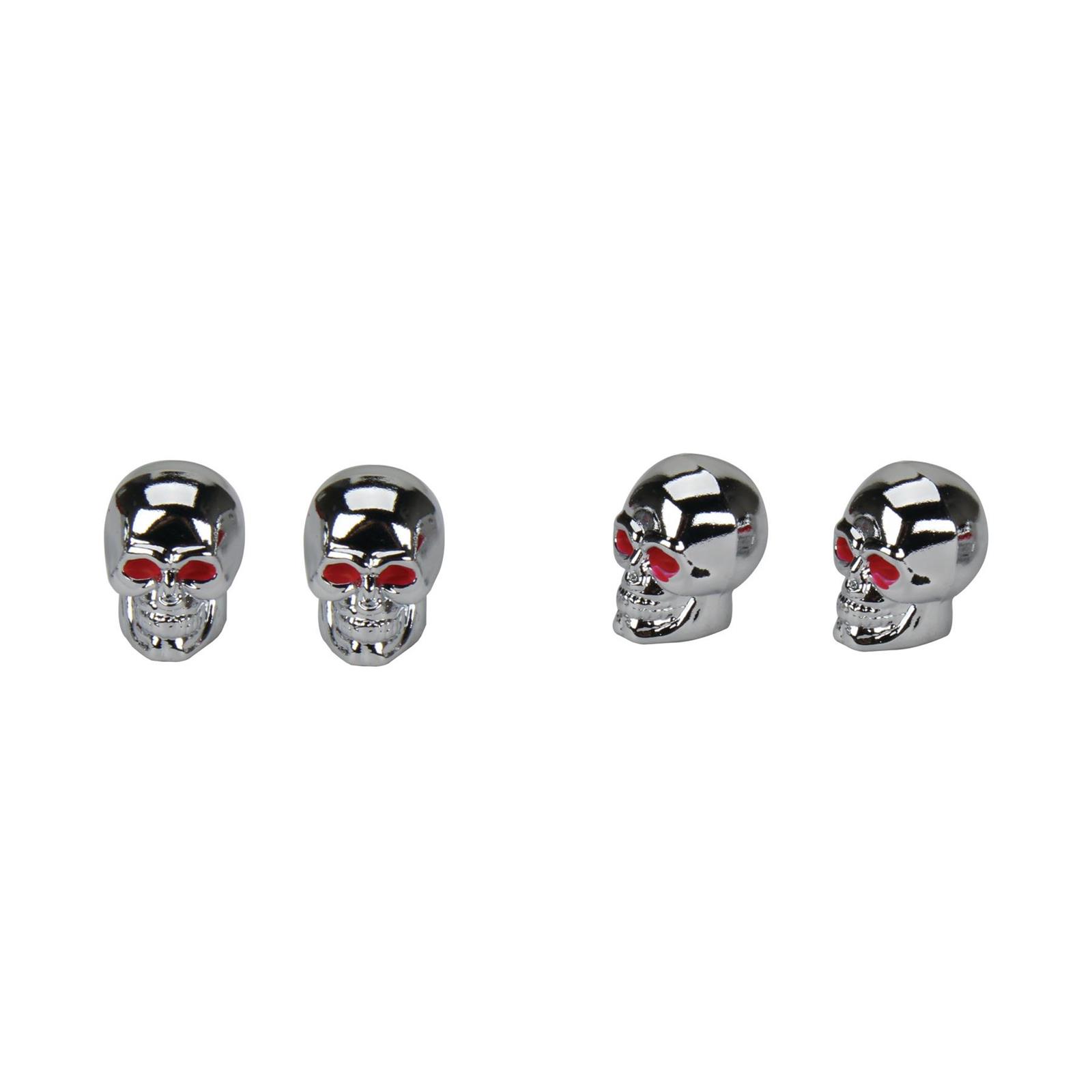 Skull Style Valve Stem Caps, Chrome