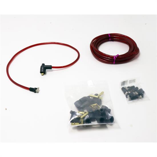 Red 7mm Solid Core Spark Plug Wires Kit With 90 Degree Rajah Ends