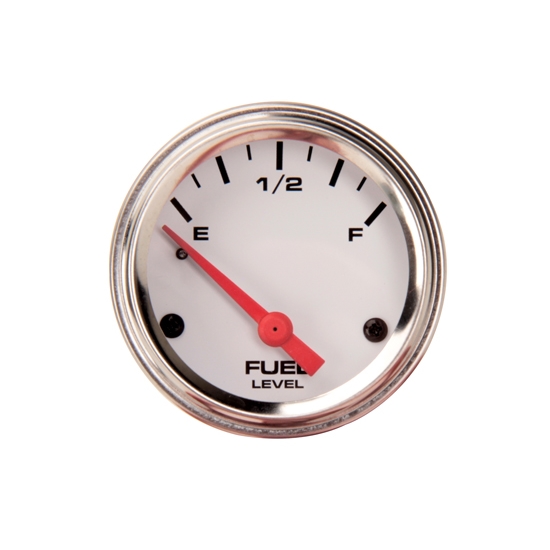 Speedway Fuel Level Gauge with Sender, 21/16 Inch, White