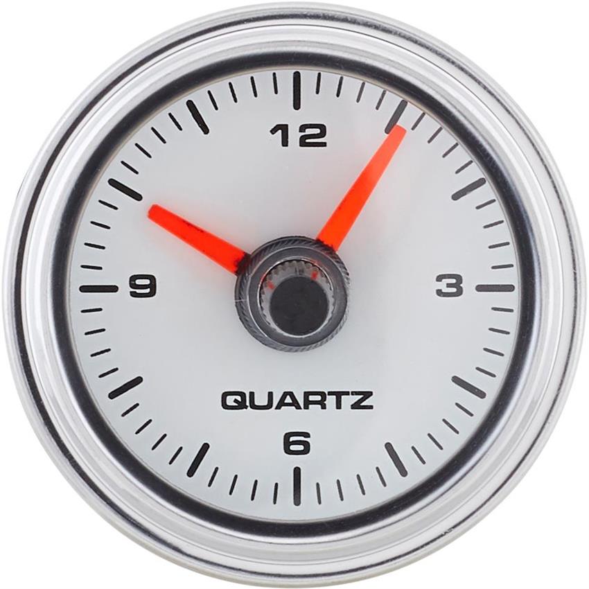 Speedway White Face Dash Clock, 21/16 Inch