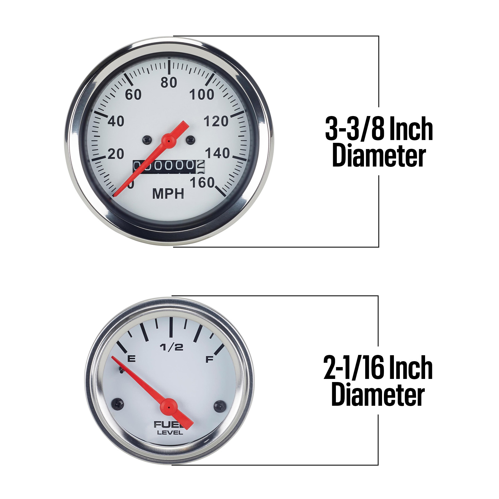 MOTOR METER RACING Classic White 6 Gauge Set 85mm GPS Speedometer - Foto 3