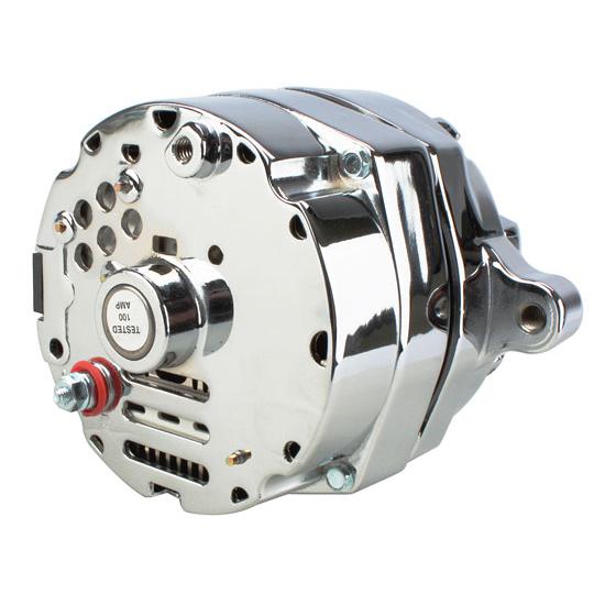 TFS7068ABULL 100A Chrome 1-Wire Smooth Back V-Groove Pulley Silver Bullet Alternator for Ford