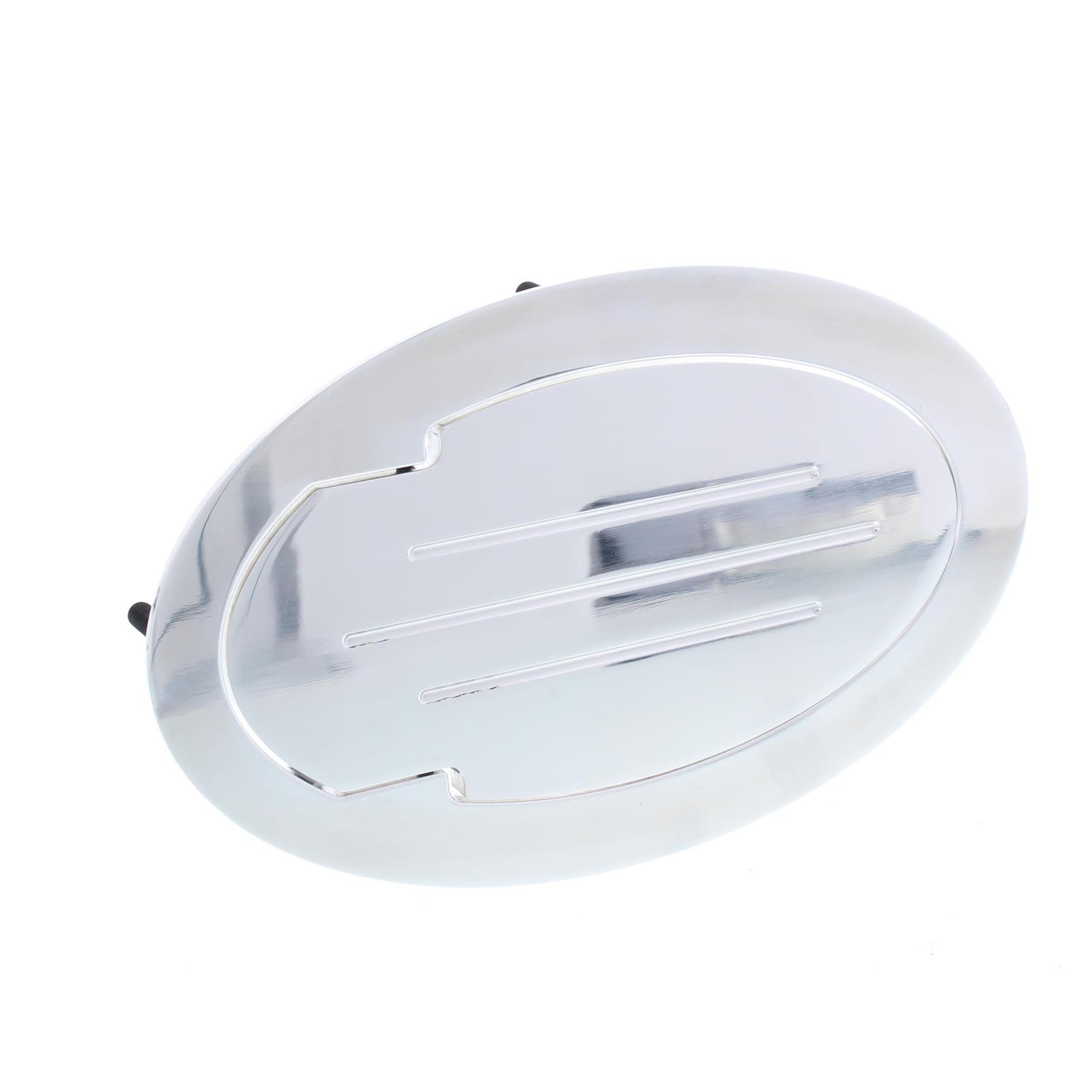 Speedway Polished Billet Aluminum Oval Fuel Fill Filler Door