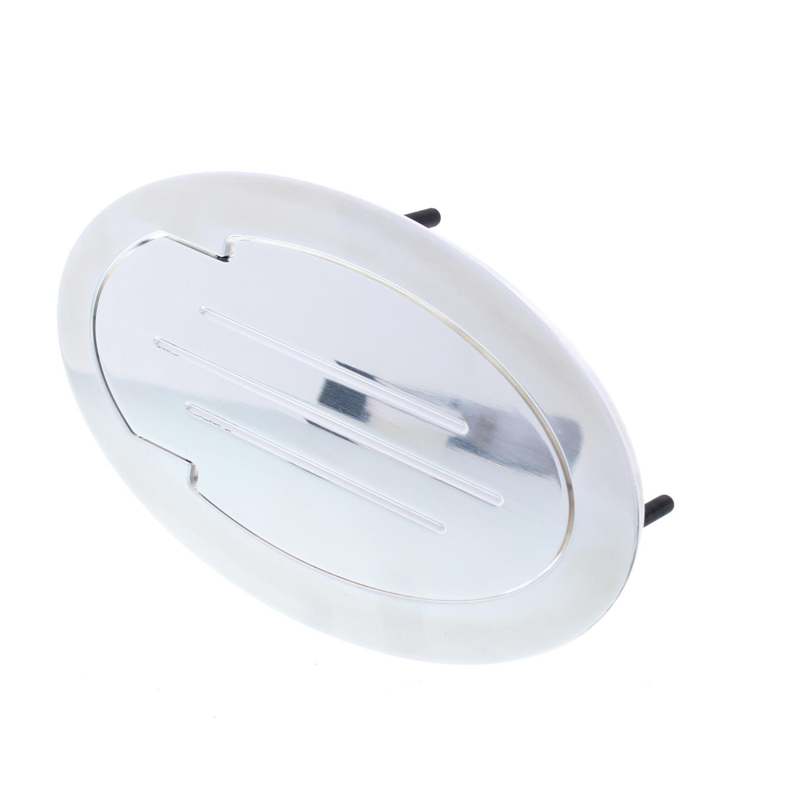 Speedway Polished Billet Aluminum Oval Fuel Fill Filler Door
