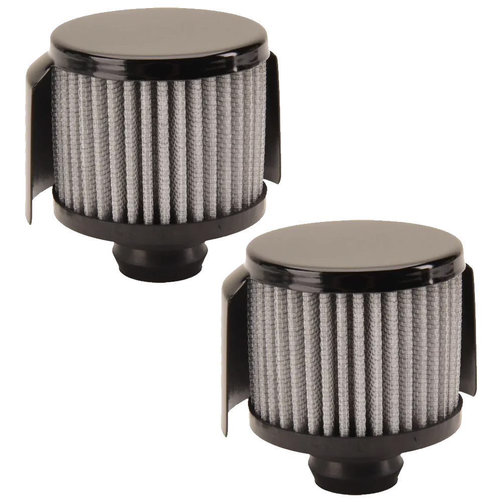 Black Push-In Valve Cover Breather with Shield 2 PK