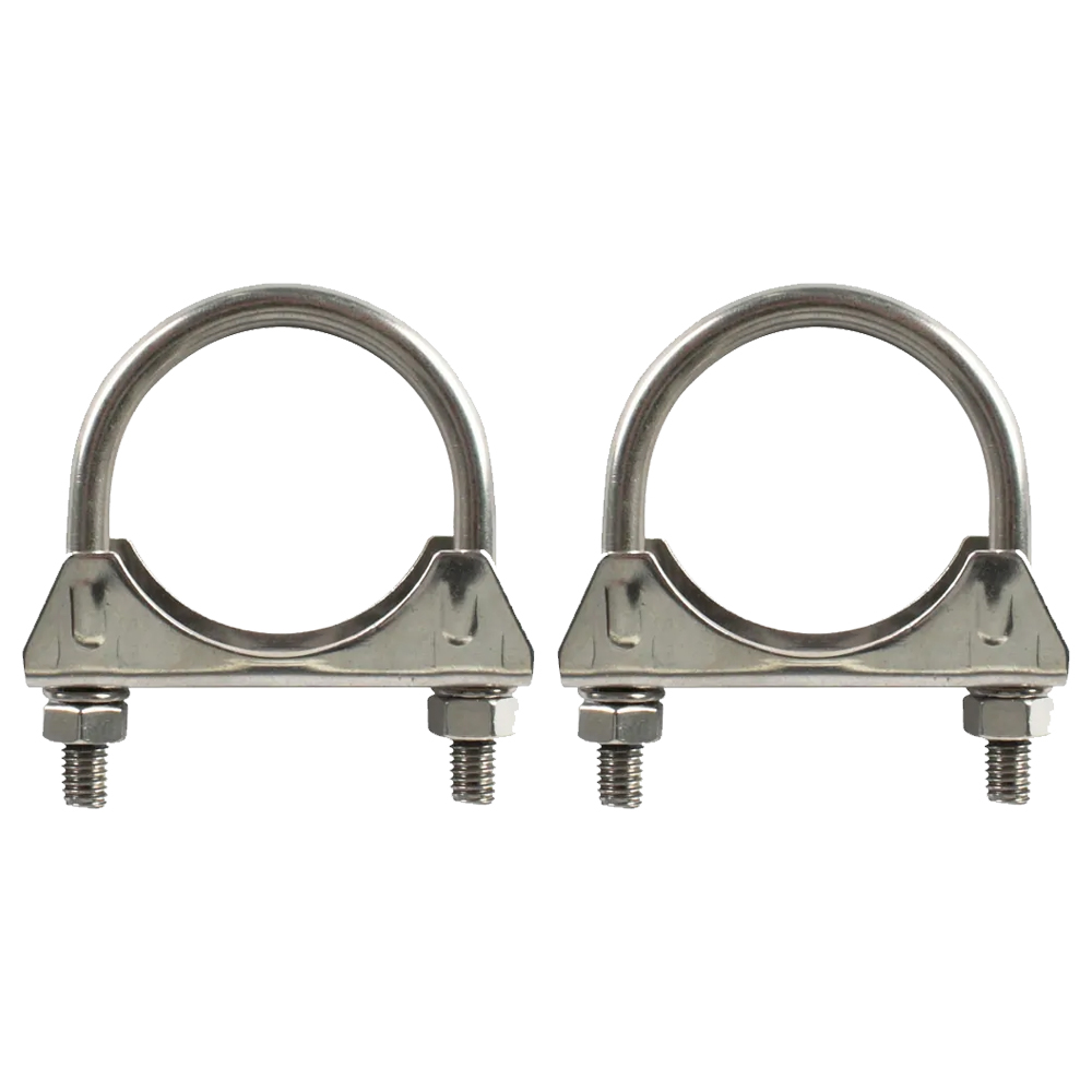 Polished Stainless Steel Muffler/Exhaust Clamp, 1.75 Inch - 2 PK