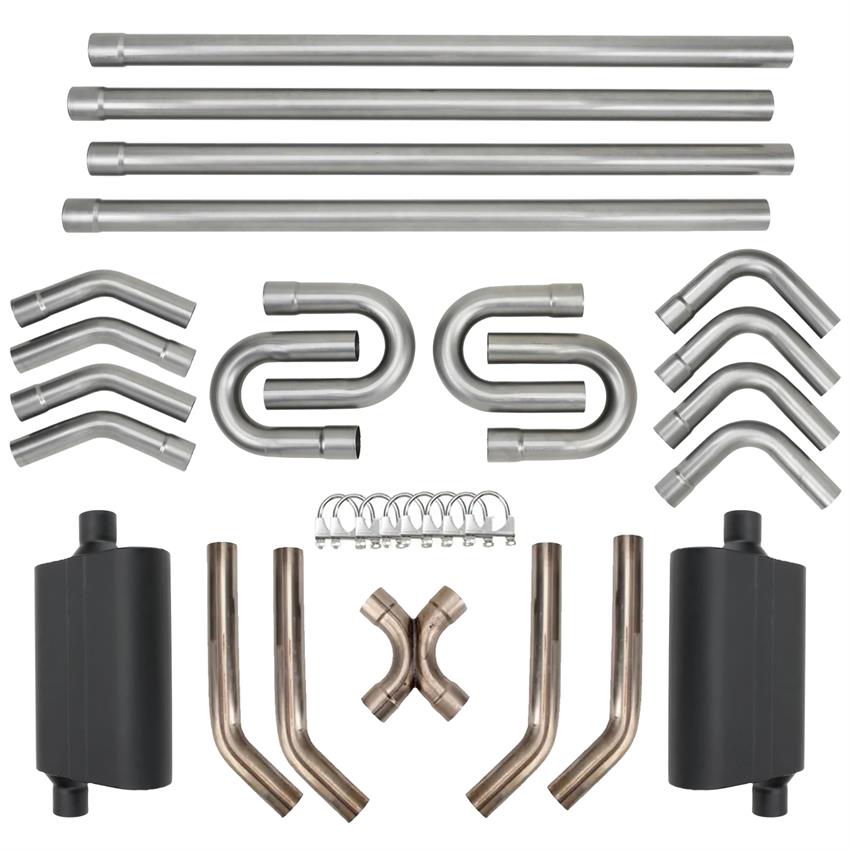 DIY Universal Dual Exhaust System Kit w/ XPipe, Mufflers, 21/4