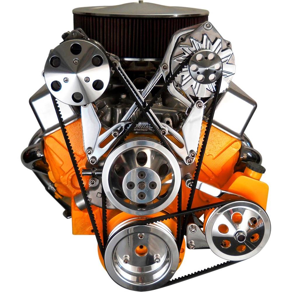 Bills Hot Rod Co. SBC A/C, P/S, and Alternator Brackets, Black