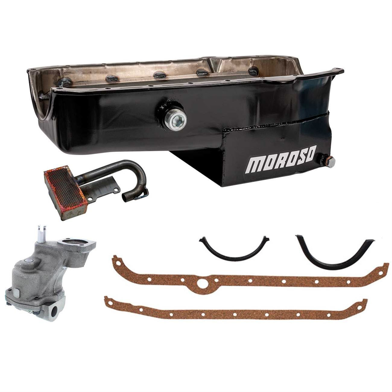 Moroso Oil Pan w/Plug -High Volume Oil Pump/Pickup Kit, 80-85 SBC