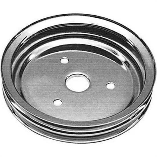 Small Block Chevy Chrome Double Groove Pulley Set, Short Pump