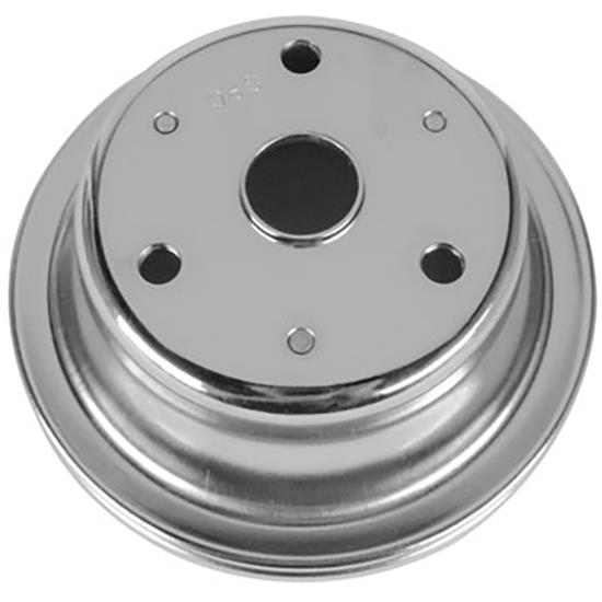 Small Block Chevy Chrome Single Groove Pulley Set, Long Pump