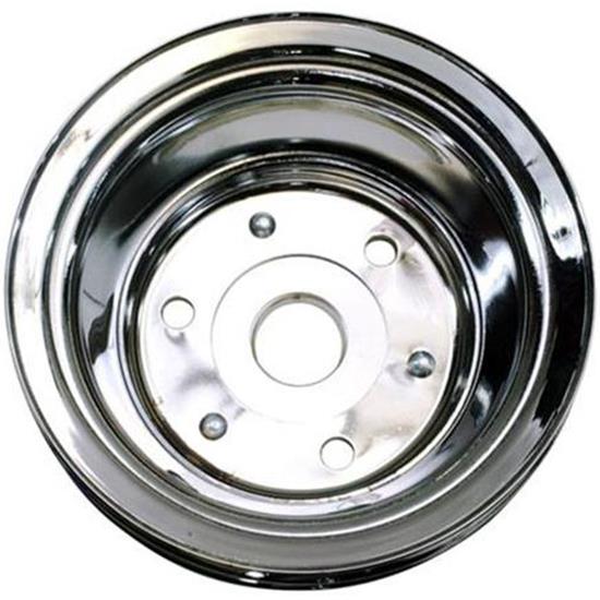 Small Block Chevy Chrome DoubleGroove Pulley Set, Long Pump