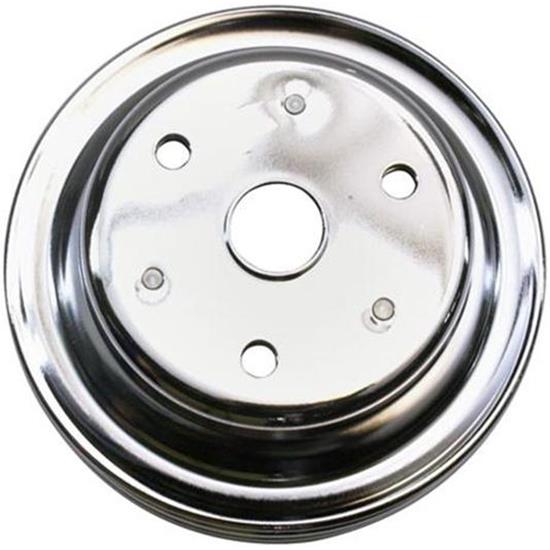 Small Block Chevy Chrome DoubleGroove Pulley Set, Long Pump