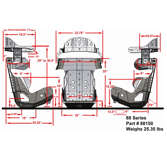 Kirkey 88 Series 18 Degree Layback Racing Seat