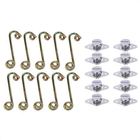 Flush Mount Self-Ejecting 1/4 Turn Fasteners and Springs, Pack/10