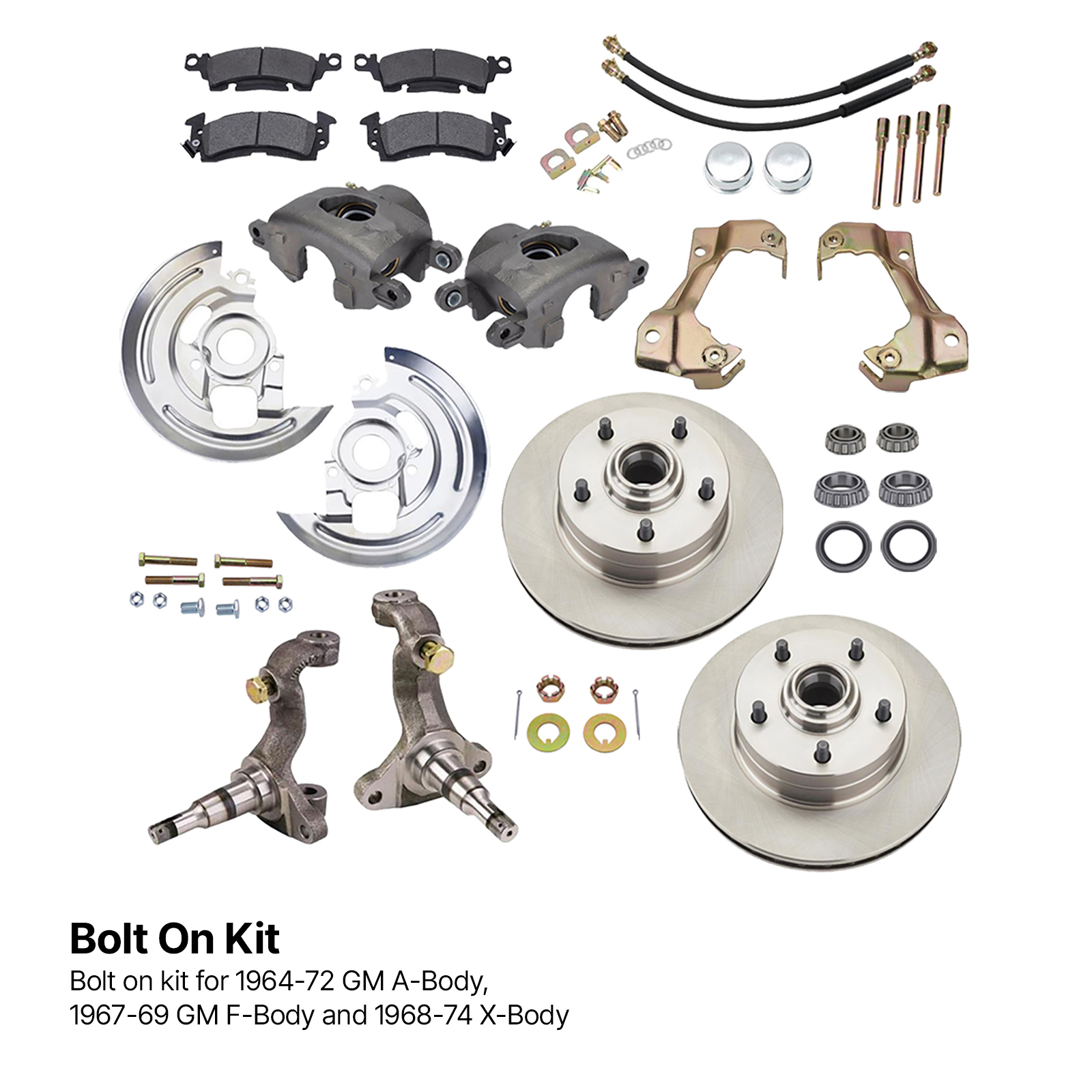 Deluxe 1964-74 GM Car Front Disc Brake Kit | Fits GM X/F/A Body