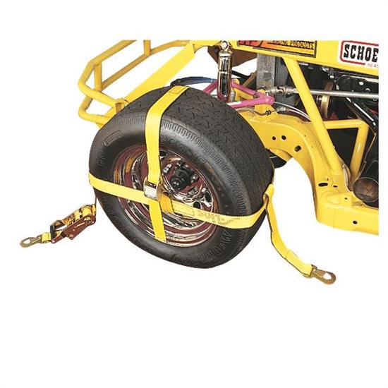 Speedway Tire Bonnet Wheel Tie Down Trailer Ratchet Strap, Black